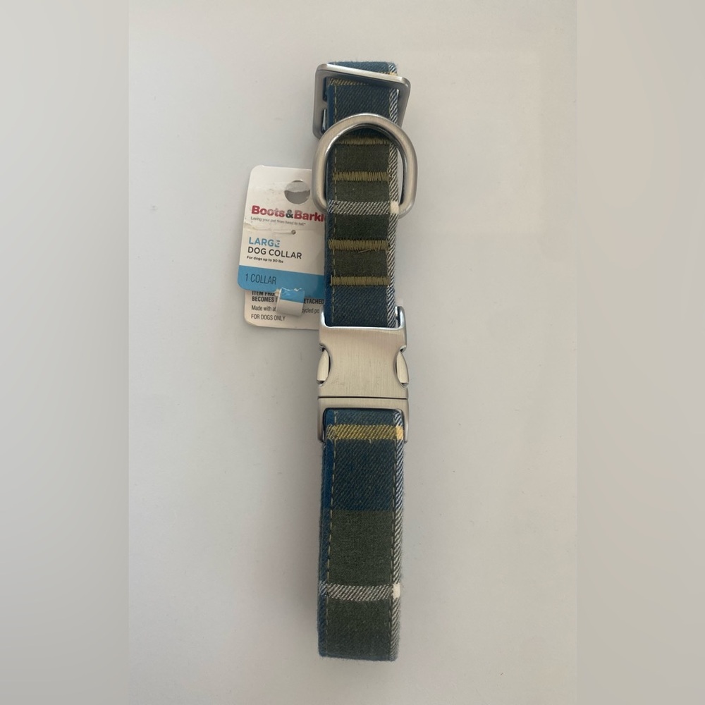 Boots & Barkley Blue and Green Check Dog Collar